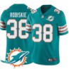 Dolphins #38 Terry Robiskie Additional Chest Dolphin Patch Aqua Jersey