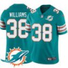 Dolphins #38 Kevin Williams Additional Chest Dolphin Patch Aqua Jersey