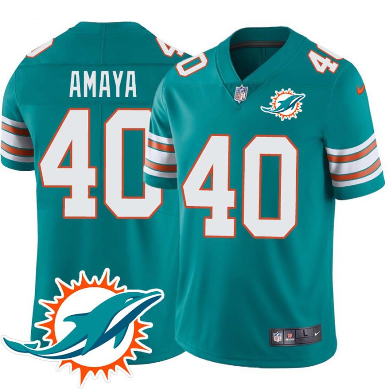 Dolphins #40 Jonathon Amaya Additional Chest Dolphin Patch Aqua Jersey