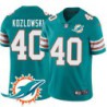 Dolphins #40 Mike Kozlowski Additional Chest Dolphin Patch Aqua Jersey