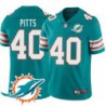 Dolphins #40 Lafayette Pitts Additional Chest Dolphin Patch Aqua Jersey