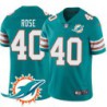 Dolphins #40 Lowell Rose Additional Chest Dolphin Patch Aqua Jersey