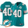 Dolphins #40 John Swain Additional Chest Dolphin Patch Aqua Jersey