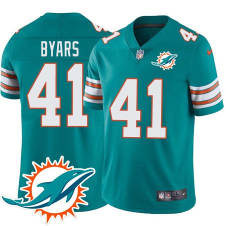 Dolphins #41 Keith Byars Additional Chest Dolphin Patch Aqua Jersey