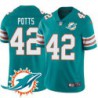 Dolphins #42 Roosevelt Potts Additional Chest Dolphin Patch Aqua Jersey