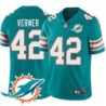 Dolphins #42 Alterraun Verner Additional Chest Dolphin Patch Aqua Jersey