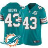 Dolphins #43 Bud Brown Additional Chest Dolphin Patch Aqua Jersey