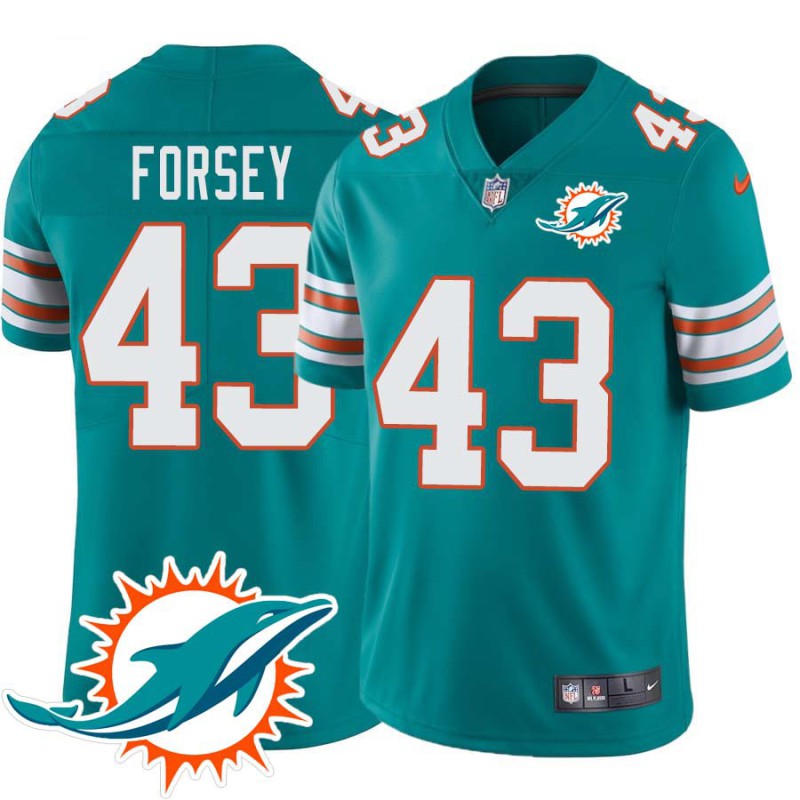 Dolphins #43 Brock Forsey Additional Chest Dolphin Patch Aqua Jersey