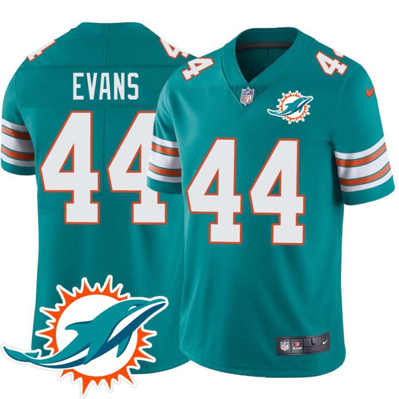 Dolphins #44 Heath Evans Additional Chest Dolphin Patch Aqua Jersey