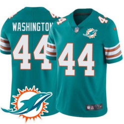 Dolphins #44 Dick Washington Additional Chest Dolphin Patch Aqua Jersey