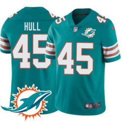 Dolphins #45 Mike Hull Additional Chest Dolphin Patch Aqua Jersey