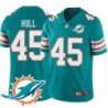 Dolphins #45 Mike Hull Additional Chest Dolphin Patch Aqua Jersey