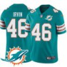 Dolphins #46 Mark Irvin Additional Chest Dolphin Patch Aqua Jersey