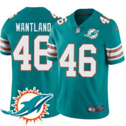 Dolphins #46 Hal Wantland Additional Chest Dolphin Patch Aqua Jersey