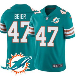 Dolphins #47 Tom Beier Additional Chest Dolphin Patch Aqua Jersey