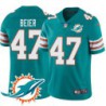 Dolphins #47 Tom Beier Additional Chest Dolphin Patch Aqua Jersey