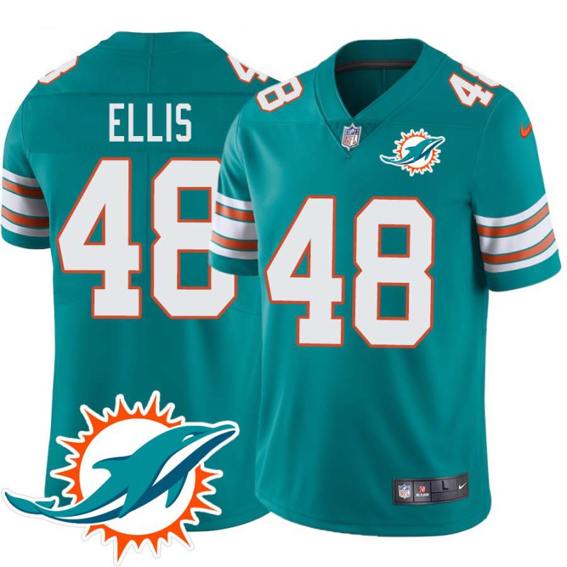 Dolphins #48 Ken Ellis Additional Chest Dolphin Patch Aqua Jersey