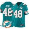 Dolphins #48 MarQueis Gray Additional Chest Dolphin Patch Aqua Jersey