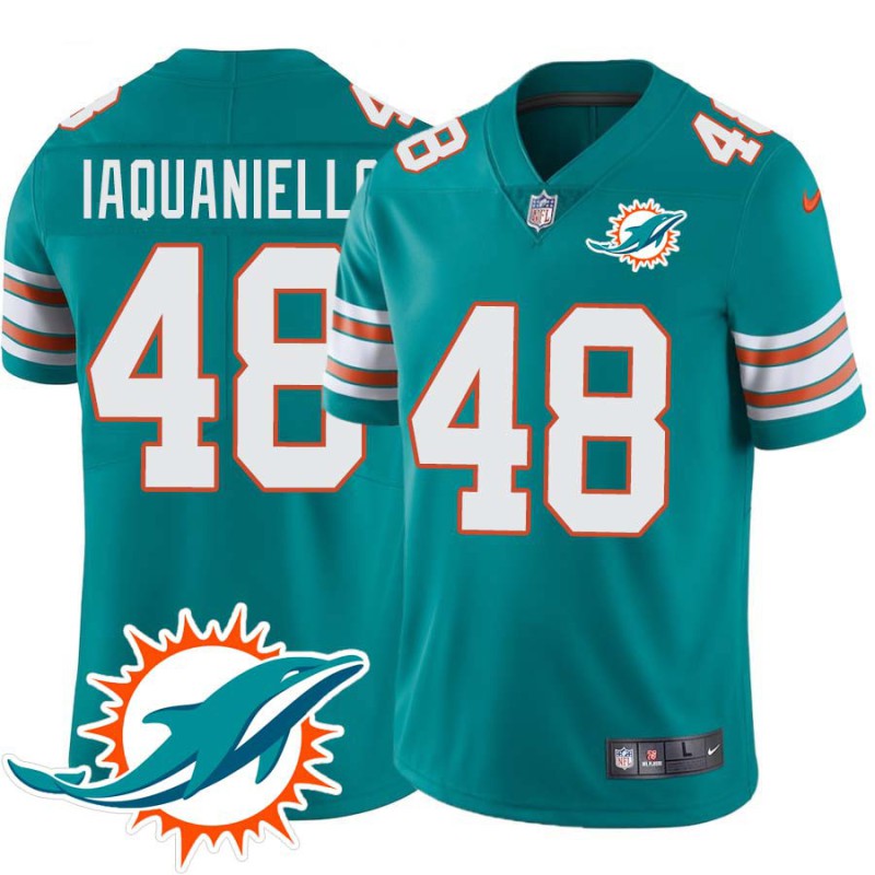 Dolphins #48 Mike Iaquaniello Additional Chest Dolphin Patch Aqua Jersey