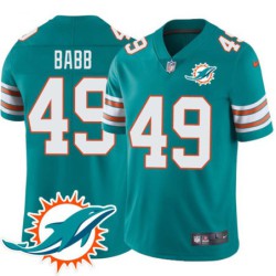 Dolphins #49 Charlie Babb Additional Chest Dolphin Patch Aqua Jersey