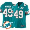 Dolphins #49 Jimmy Warren Additional Chest Dolphin Patch Aqua Jersey