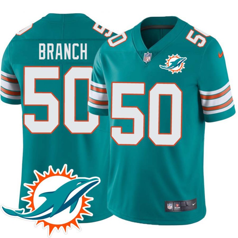 Dolphins #50 Andre Branch Additional Chest Dolphin Patch Aqua Jersey