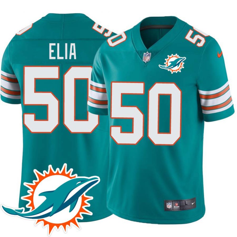 Dolphins #50 Bruce Elia Additional Chest Dolphin Patch Aqua Jersey