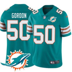 Dolphins #50 Larry Gordon Additional Chest Dolphin Patch Aqua Jersey