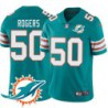 Dolphins #50 Nick Rogers Additional Chest Dolphin Patch Aqua Jersey