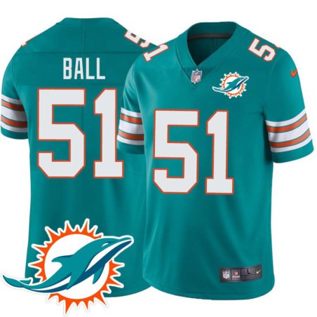 Dolphins #51 Larry Ball Additional Chest Dolphin Patch Aqua Jersey