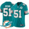 Dolphins #51 Mark Brown Additional Chest Dolphin Patch Aqua Jersey