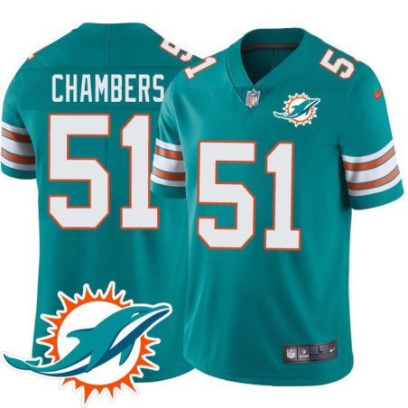 Dolphins #51 Rusty Chambers Additional Chest Dolphin Patch Aqua Jersey