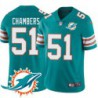 Dolphins #51 Rusty Chambers Additional Chest Dolphin Patch Aqua Jersey