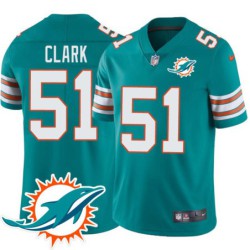 Dolphins #51 Greg Clark Additional Chest Dolphin Patch Aqua Jersey