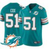 Dolphins #51 Bryan Cox Additional Chest Dolphin Patch Aqua Jersey