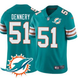 Dolphins #51 Mike Dennery Additional Chest Dolphin Patch Aqua Jersey