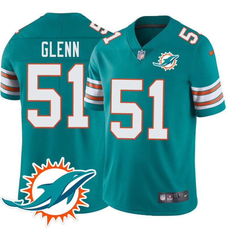 Dolphins #51 Jason Glenn Additional Chest Dolphin Patch Aqua Jersey