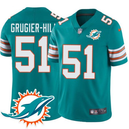 Dolphins #51 Kamu Grugier-Hill Additional Chest Dolphin Patch Aqua Jersey