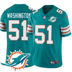 Dolphins #51 Mark Washington Additional Chest Dolphin Patch Aqua Jersey