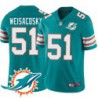 Dolphins #51 Ed Weisacosky Additional Chest Dolphin Patch Aqua Jersey