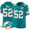 Dolphins #52 Larry Ball Additional Chest Dolphin Patch Aqua Jersey