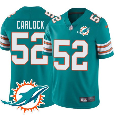 Dolphins #52 Jake Carlock Additional Chest Dolphin Patch Aqua Jersey