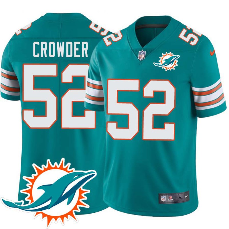 Dolphins #52 Channing Crowder Additional Chest Dolphin Patch Aqua Jersey