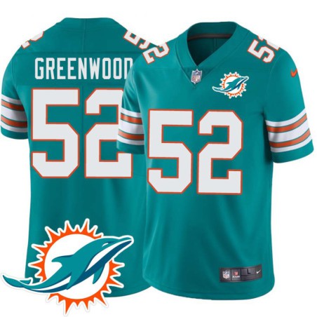 Dolphins #52 Morlon Greenwood Additional Chest Dolphin Patch Aqua Jersey