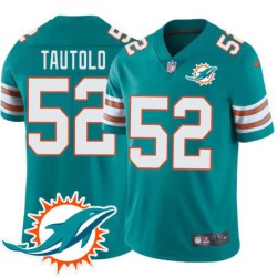 Dolphins #52 Terry Tautolo Additional Chest Dolphin Patch Aqua Jersey