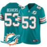 Dolphins #53 Aubrey Beavers Additional Chest Dolphin Patch Aqua Jersey