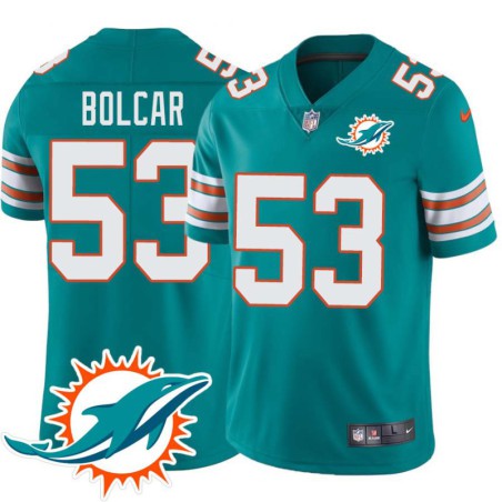 Dolphins #53 Ned Bolcar Additional Chest Dolphin Patch Aqua Jersey