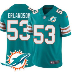 Dolphins #53 Tom Erlandson Additional Chest Dolphin Patch Aqua Jersey