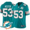 Dolphins #53 Ron Hester Additional Chest Dolphin Patch Aqua Jersey