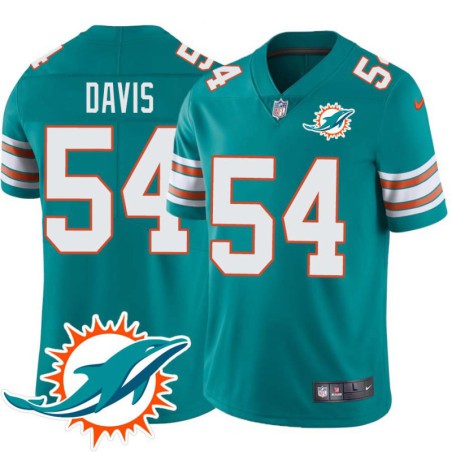 Dolphins #54 Ted Davis Additional Chest Dolphin Patch Aqua Jersey